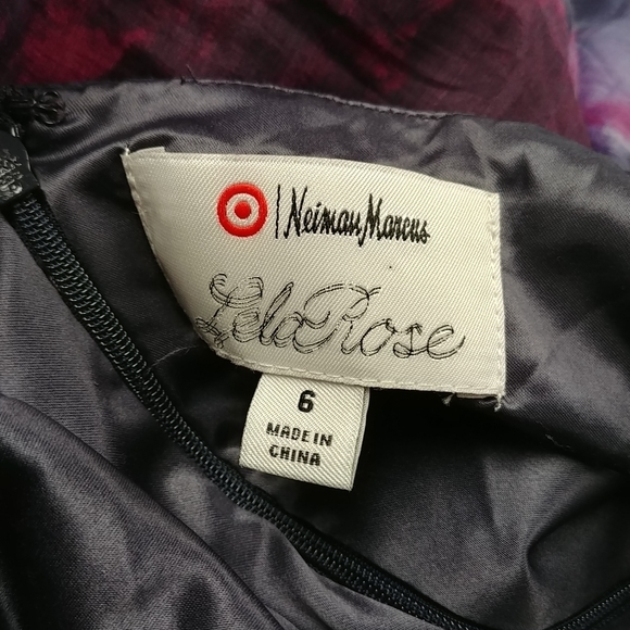 Neiman Marcus Lela Rose Purple Watercolor Dress - Picture 9 of 10